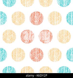Es in allen ihren Designs verwenden. Nahtlose Muster mit Farbe Polka Dots. Kreis Form mit alten bemalten Textur. Retro Vintage Wallpaper. Vektor illustratio Stock Vektor