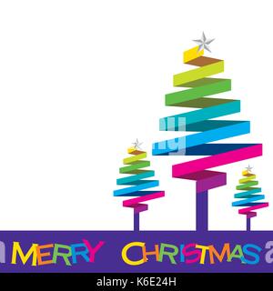 Bunter Weihnachtsbaum Design von Band, frohe Weihnachten Stock Vektor