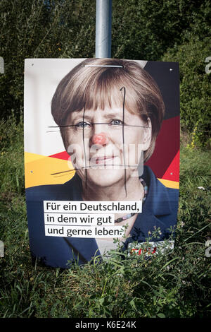 Wahlplakat für Angela Merkel (CDU), für die deutsche Bundestagswahl 2017 Stockfoto