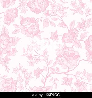 Florales Muster. Blüte nahtlose Hintergrund. Ziergarten gedeihen Stock Vektor