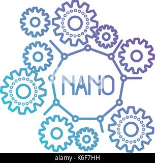 Gang Maschinen mit nano molekulare Struktur in Farbverlauf Silhouette von Violett bis Blau Stock Vektor