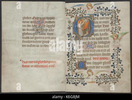 Buch der Stunden vom Meister des Zweder van Culemborg KB 79K 2 Folianten 020 V (links) und 021 r (rechts) Stockfoto