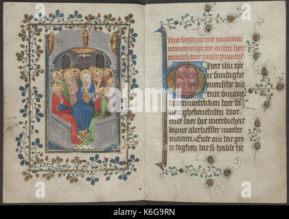 Buch der Stunden vom Meister des Zweder van Culemborg KB 79K 2 Folianten 094 V (links) und 095 r (rechts) Stockfoto