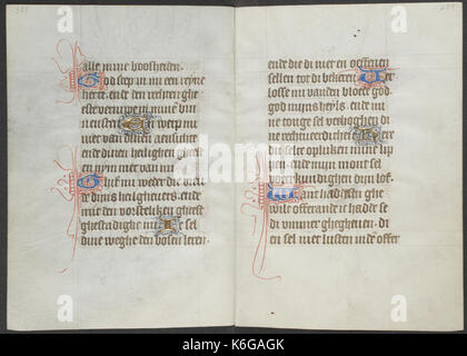 Buch der Stunden vom Meister des Zweder van Culemborg KB 79K 2 Folianten 145 V (links) und 146 r (rechts) Stockfoto