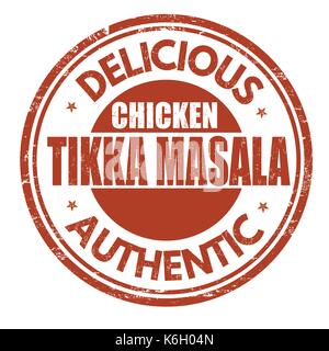 Chicken Tikka Masala grunge Stempelabdruck auf weißem Hintergrund, Vector Illustration Stock Vektor