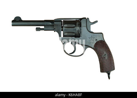 Nagant M Revolver 1895 isoliert Stockfoto