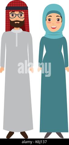 Muslimischen paar Avatare zeichen Vector Illustration Design Stock Vektor