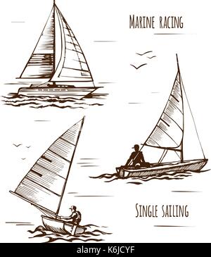 Sea yachting einzelnen Yachten Stock Vektor
