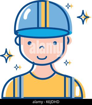 Profesional mann Arbeiter mit Kappe und Kleidung Stock Vektor