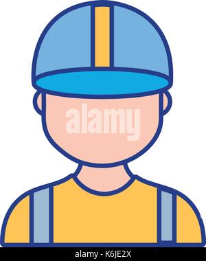 Profesional mann Arbeiter mit Kappe und Kleidung Stock Vektor