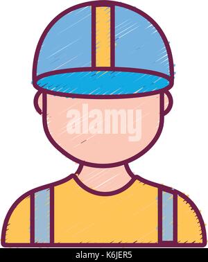 Profesional mann Arbeiter mit Kappe und Kleidung Stock Vektor