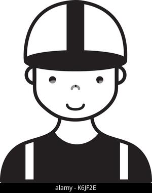 Kontur profesional Mann Arbeiter mit Kappe und Kleidung Stock Vektor