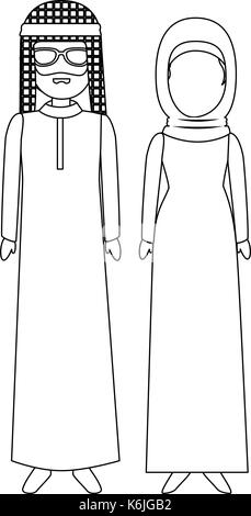 Muslimischen paar Avatare zeichen Vector Illustration Design Stock Vektor