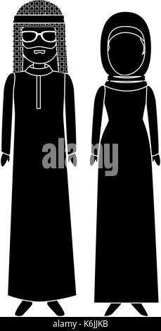 Muslimischen paar Avatare zeichen Vector Illustration Design Stock Vektor