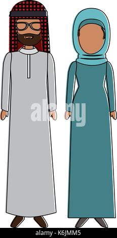 Muslimischen paar Avatare zeichen Vector Illustration Design Stock Vektor