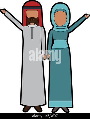 Muslimischen paar Avatare zeichen Vector Illustration Design Stock Vektor
