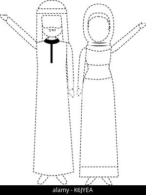 Muslimischen paar Avatare zeichen Vector Illustration Design Stock Vektor