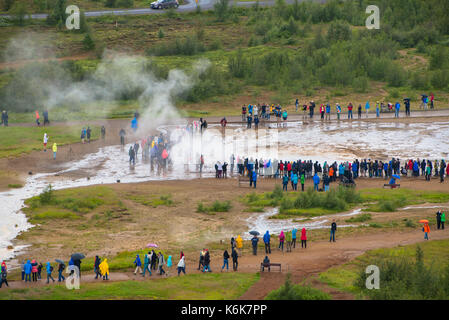 Strokkur Geysir in Island Stockfoto