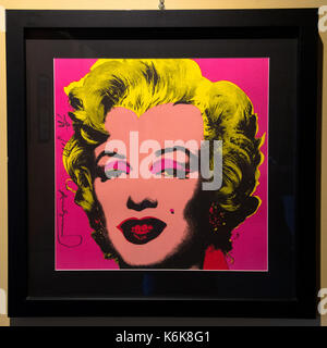 Kunstwerke von Andy Warhol bei Exposition in Agrigent, Sizilien Stockfoto