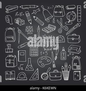 Schule Symbole auf Tafel Stock Vektor