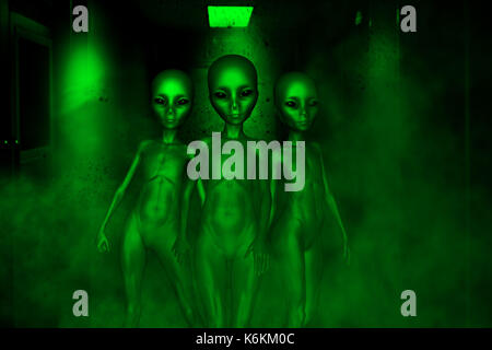Alien Invasion, 3D-Illustration Konzept Hintergrund Stockfoto