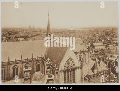 Dam, Vogelvlucht, gezien from Koninklijk Paleis in noordelijke Richting Stockfoto