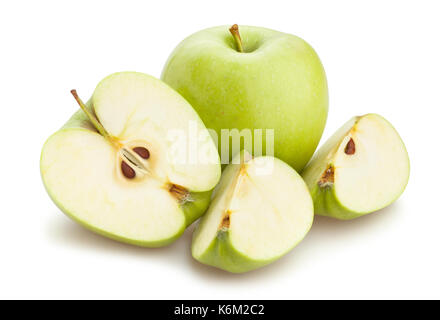In Scheiben geschnitten green apple Pfad isoliert Stockfoto