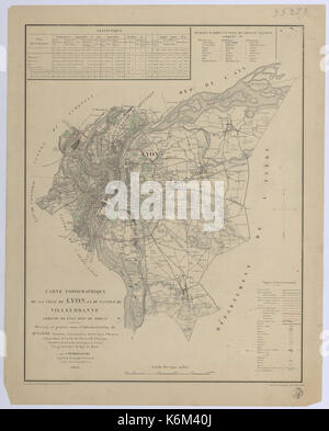 Carte Topographique de la Ville de Lyon et du Canton de Villeurbanne Stockfoto