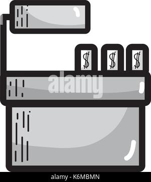 Graustufen Kasse Technologie Produkte prüfen Stock Vektor