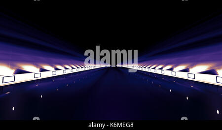3D-Rendering eines futuristischen Straße mit Lichtern auf dem Weg Stockfoto