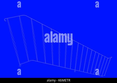 3D-Rendering einer Eisenbahn blueprint auf einem blauen Hintergrund Stockfoto