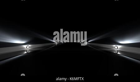 3D-Rendering eines futuristischen Straße mit Lichtern auf dem Weg Stockfoto