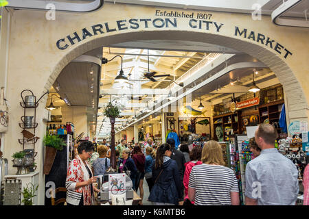 Charleston South Carolina, historische Innenstadt, Charleston City Market, Shopping Shopper Shopper Shop Shops Märkte Marktplatz Kauf Verkauf, Einzelhandel stor Stockfoto