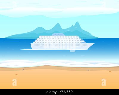 Vektor Kreuzfahrtschiff Zwischenlage auf dem Hintergrund Meer Stock Vektor