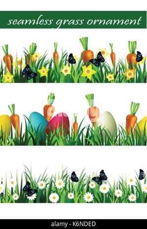 Green Grass Nahtloses Dessous set Stock Vektor