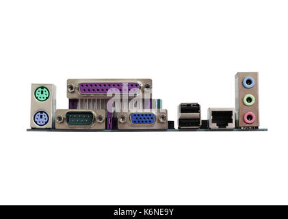 Computer Motherboard auf weißem Hintergrund und haben Beschneidungspfade auf einfache Bereitstellung. Stockfoto