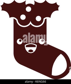 Kawaii weihnachten Socke Geschenk dekoration design Stock Vektor