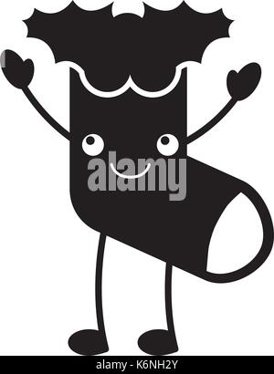 Kawaii weihnachten Socke Geschenk dekoration design Stock Vektor