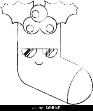 Kawaii weihnachten Socke Geschenk dekoration design Stock Vektor