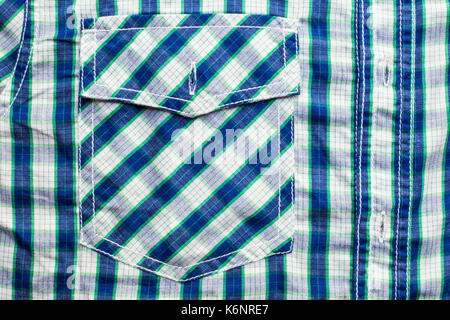 In der Nähe der Farbe Plaid Shirt Pocket Stockfoto