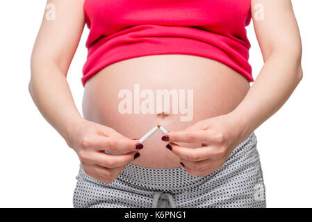 Konzept Foto - Raucherentwöhnung zugunsten der Gesundheit des Kindes Stockfoto