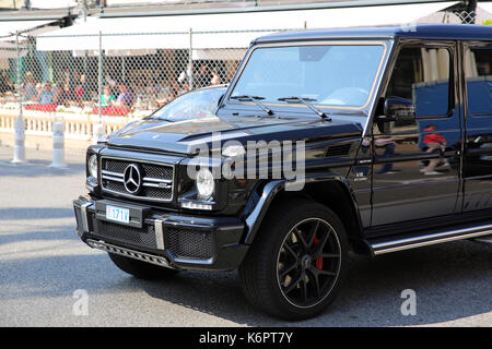 Monte Carlo, Monaco - 17. Mai 2016: Luxus schwarzen SUV Mercedes G 63 AMG Vor dem Kasino von Monte Carlo in Monaco geparkt Stockfoto