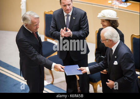 Stockholm, Schweden, 12. September 2017. Bei der Eröffnung des Reichstags Sitzung. Zeremonie in der Kammer bei der Eröffnung des Reichstags Sitzung. / Gutschrift: barbro bergfeldt/alamy leben Nachrichten Stockfoto