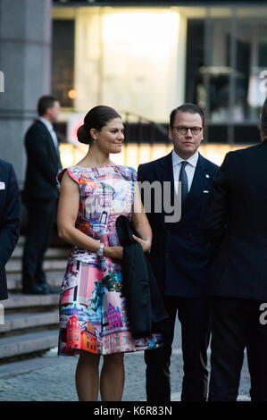 Stockholm, Schweden, 12. September 2017. Bei der Eröffnung des Reichstags. Tonights Konzert in Stockholm Concert Hall, aufgrund der Eröffnung des Reichstags. Kronprinzessin Victoria und Prinz Daniel. Credit: barbro bergfeldt/alamy leben Nachrichten Stockfoto