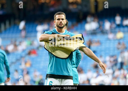 Madrid, Spanien. 13 Sep, 2017. Nacho von Real Madrid vor während der Champions League Match im Santiago Bernabeu Stadion von Real Madrid und APOEL spielte. 13. September 2017. Quelle: AFP 7/Alamy leben Nachrichten Stockfoto