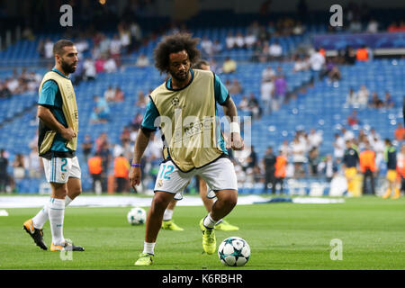 Madrid, Spanien. 13 Sep, 2017. Marcelo Real Madrid vor dem Champions-League-Spiel im Santiago Bernabeu Stadion von Real Madrid und APOEL spielte. 13. September 2017. Quelle: AFP 7/Alamy leben Nachrichten Stockfoto