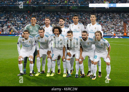 Madrid, Spanien. 14 Sep, 2017. Team Gruppe Liune-UCL Champions League zwischen Real Madrid gegen Apoel im Santiago Bernabeu in Madrid, Spanien, 13. September 2017. Credit: Gtres Información más Comuniación auf Linie, S.L./Alamy leben Nachrichten Stockfoto