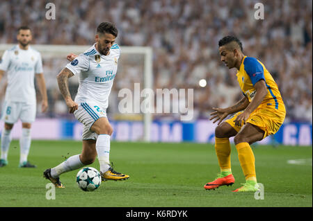 Madrid, Spanien. 13 Sep, 2017. Während eines Champions League Gruppe H Fußballspiel zwischen Real Madrid und Apoel Nikosia im Santiago Bernabeu in Madrid, Spanien, Mittwoch, Sept. 13, 2017. Credit: Gtres Información más Comuniación auf Linie, S.L./Alamy leben Nachrichten Stockfoto