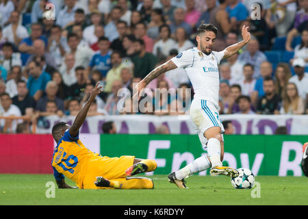 Madrid, Spanien. 13 Sep, 2017. Während eines Champions League Gruppe H Fußballspiel zwischen Real Madrid und Apoel Nikosia im Santiago Bernabeu in Madrid, Spanien, Mittwoch, Sept. 13, 2017. Credit: Gtres Información más Comuniación auf Linie, S.L./Alamy leben Nachrichten Stockfoto