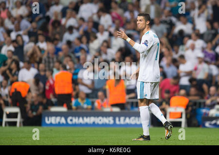 Madrid, Spanien. 13 Sep, 2017. Während eines Champions League Gruppe H Fußballspiel zwischen Real Madrid und Apoel Nikosia im Santiago Bernabeu in Madrid, Spanien, Mittwoch, Sept. 13, 2017. Credit: Gtres Información más Comuniación auf Linie, S.L./Alamy leben Nachrichten Stockfoto